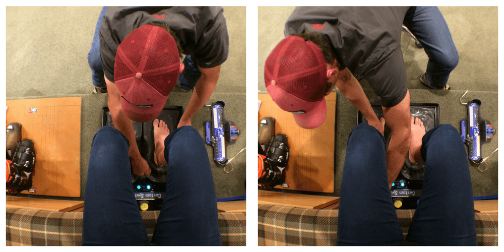 Boot Fitter measuring a customers foot to make sure they get the right ski boot.